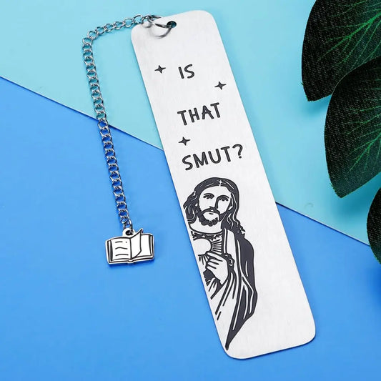 Funny Metal Bookmark With Tassel Book Lover Humor Peeking Jesus Book Marker - Is that Smut? Reader Birthday Gift