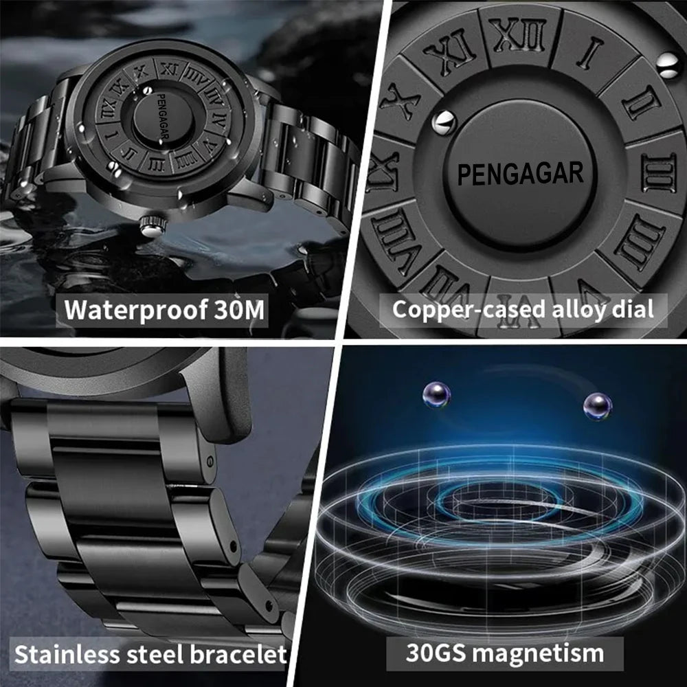 Luxury Watch Men Creative Scrolling Pointer Magnetic Force Sport Watches Men Quartz Chronograph Man Clock Relogio Masculino