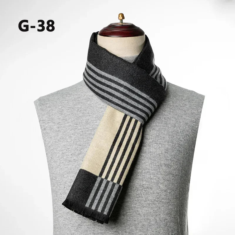 Luxury Brand Winter Plaid Cashmere Men Scarf Warm Checked Pashmina Neck Scarfs Male Business Scarves Christmas Muffler for Men