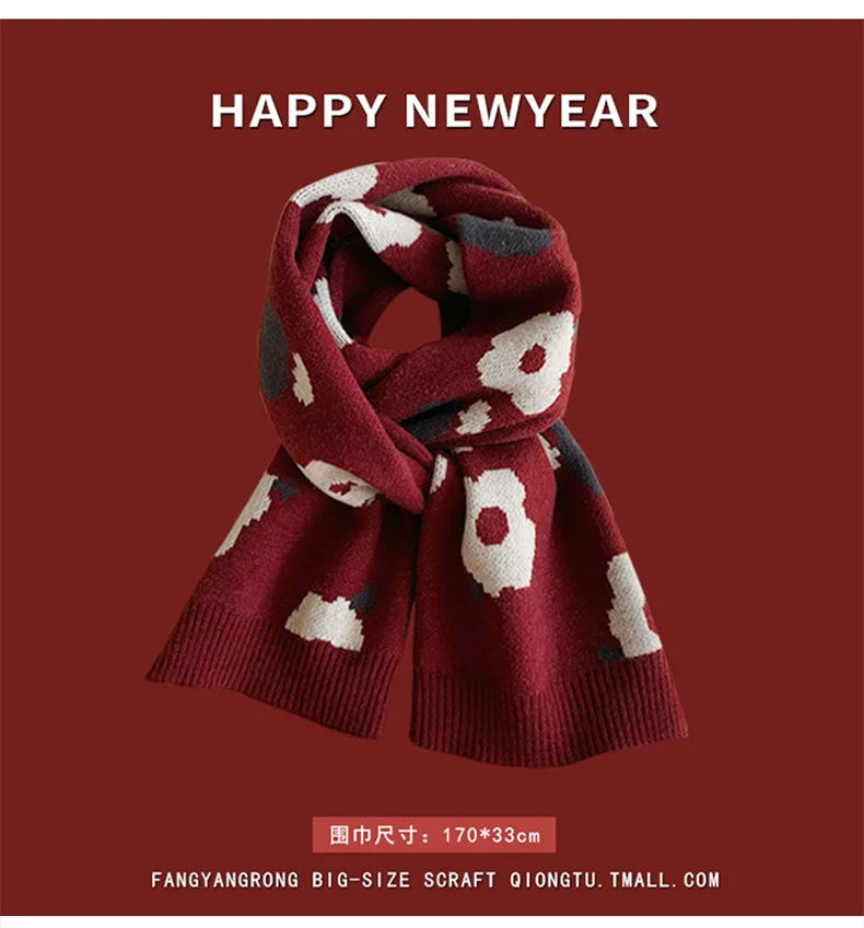 Ankela Red Scarf, Red Christmas Scarf, Winter Hot, 2024 New Style, Imitation Cashmere, Winter Warmth