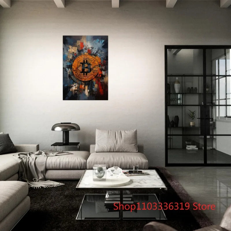 Modern The Creation of Bitcoin Crypto Cryptocurrency Art Poster Canvas Painting Wall Prints Picture for Living Room Home Decor