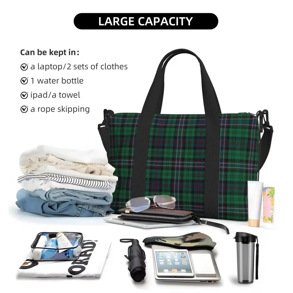 Custom Popular Tartan Plaid Beach Tote Bag for Women Extra Large Gym Carry On Geometric Gingham Check Texture Shopping Bags