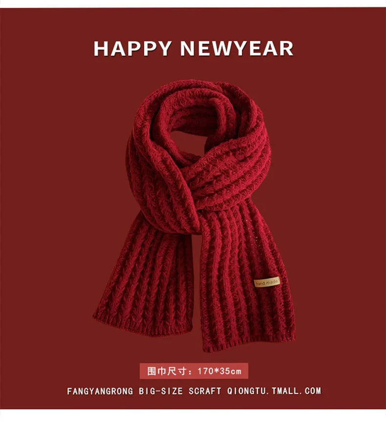 Ankela Red Scarf, Red Christmas Scarf, Winter Hot, 2024 New Style, Imitation Cashmere, Winter Warmth