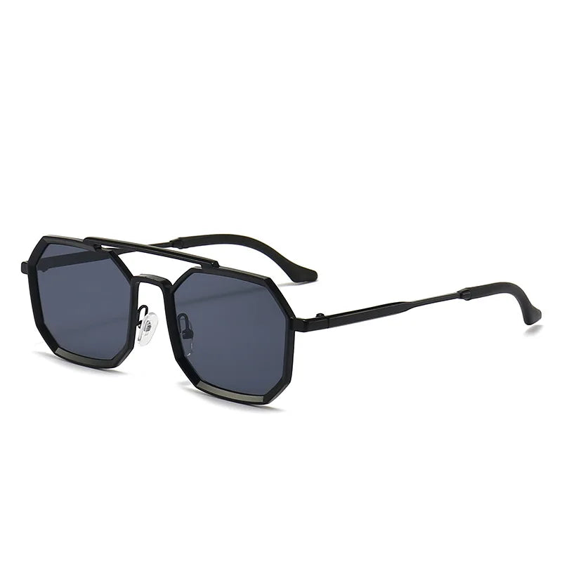 Metal Frames Sunglasses For Men Women Fashion Polygonal Double Bridges Sun Glasses Luxury Brand Outdoor Driving Eyewear