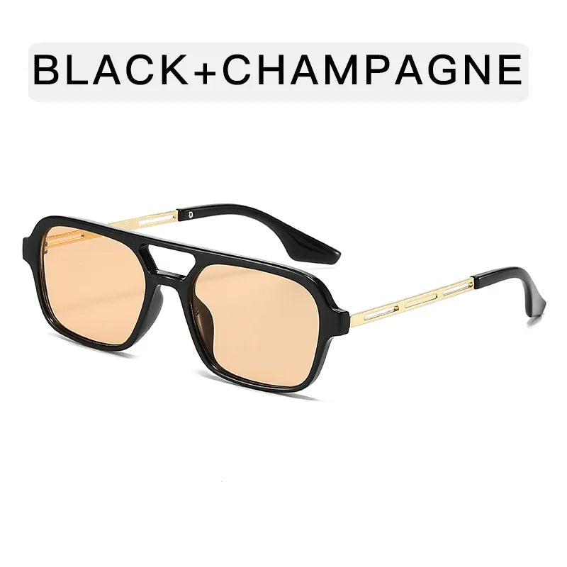 Small Square Frame Double Beam Sunglasses Men And Women Pilot Retro Sunglasses Classic Sunglasses