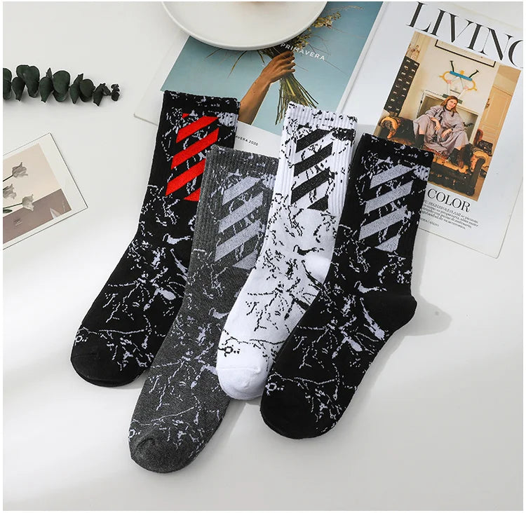 5 Pairs Men's High Rubber Band Waist Couple Mid Tube Sports Solid Socks Spring/Summer Basketball Socks Four Seasons street sock