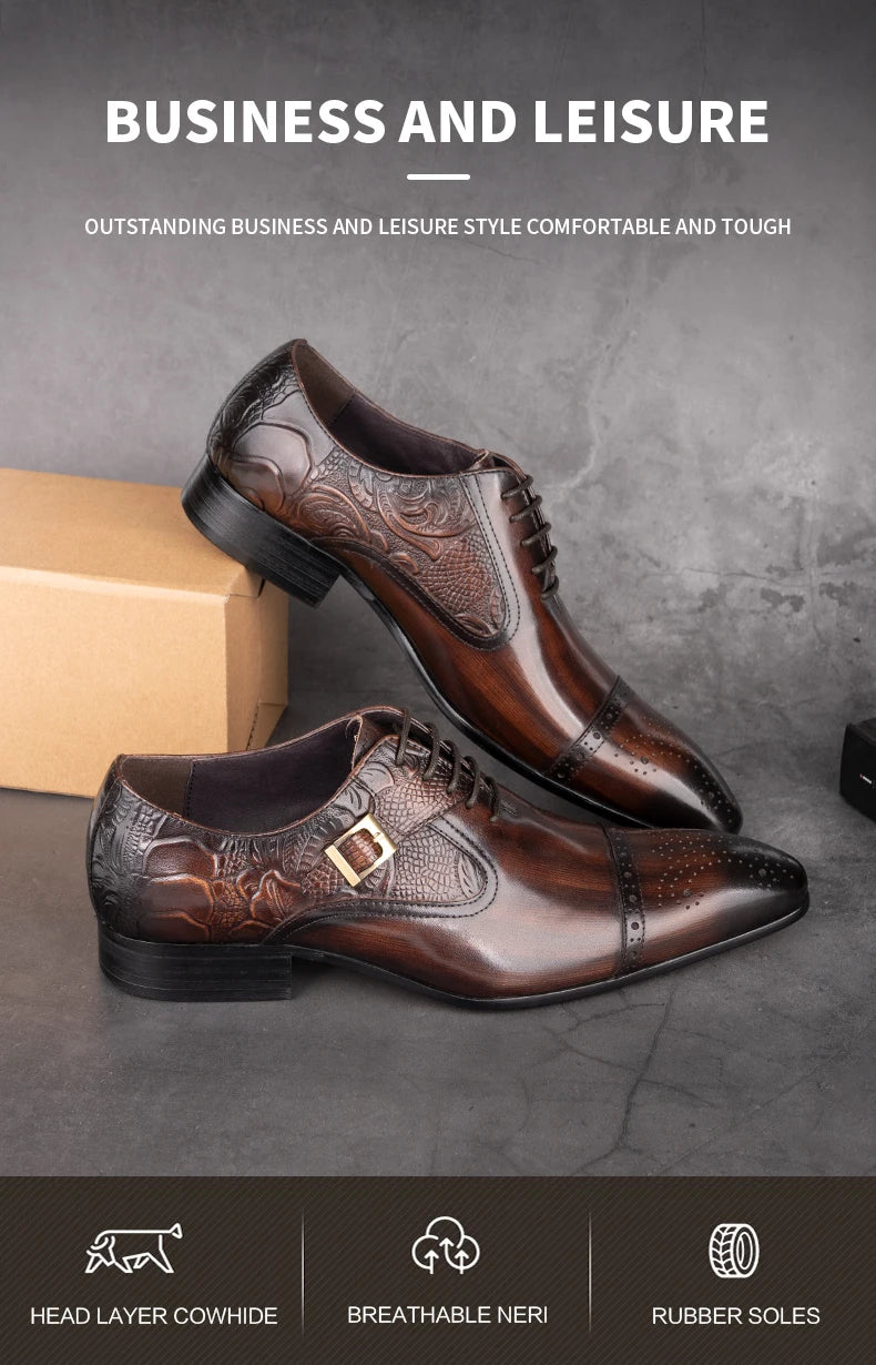 Classic Luxury Men Shoes Oxford Male Wedding Party Formal Genuine Leather Dress Shoe European Style Men High Quality New Arrival