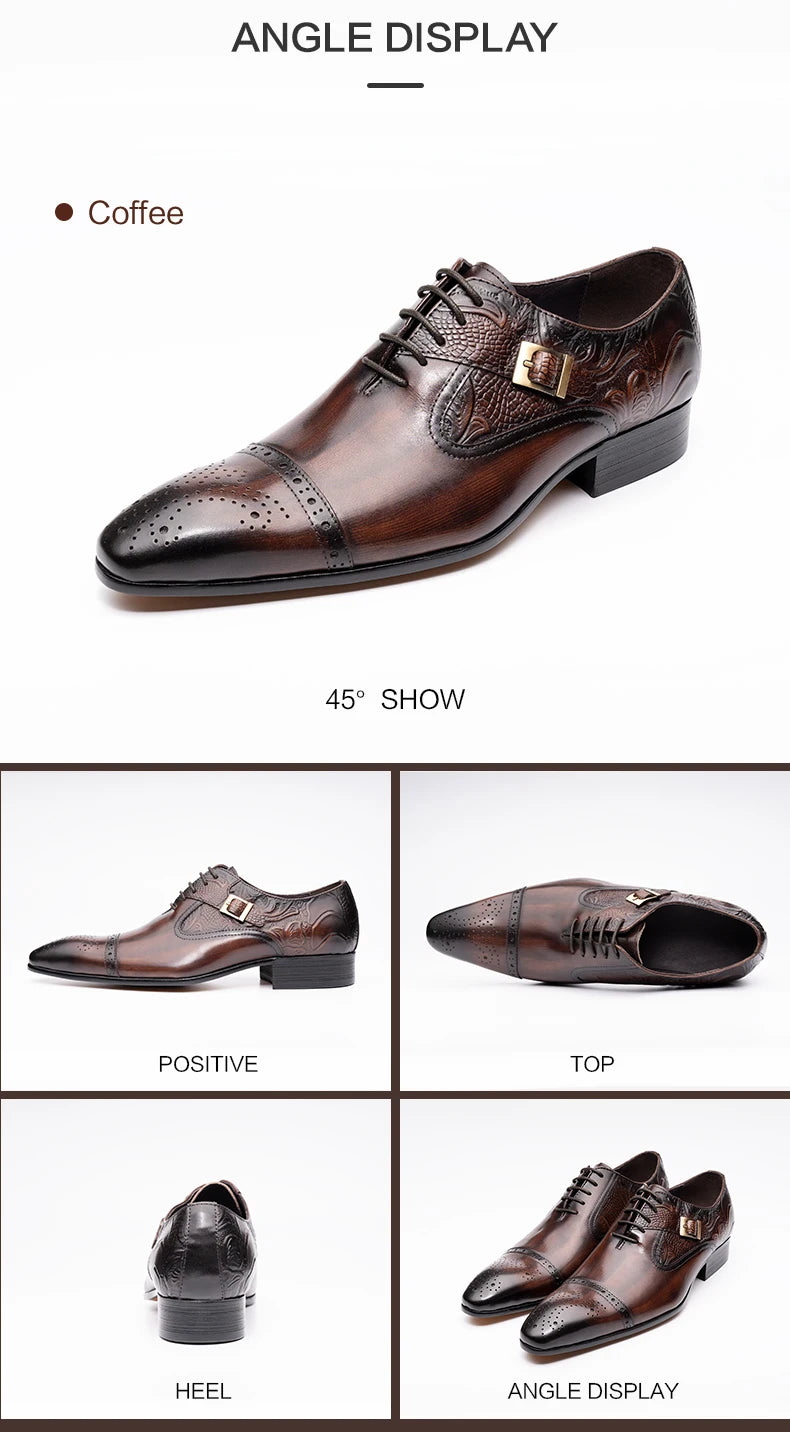 Classic Luxury Men Shoes Oxford Male Wedding Party Formal Genuine Leather Dress Shoe European Style Men High Quality New Arrival