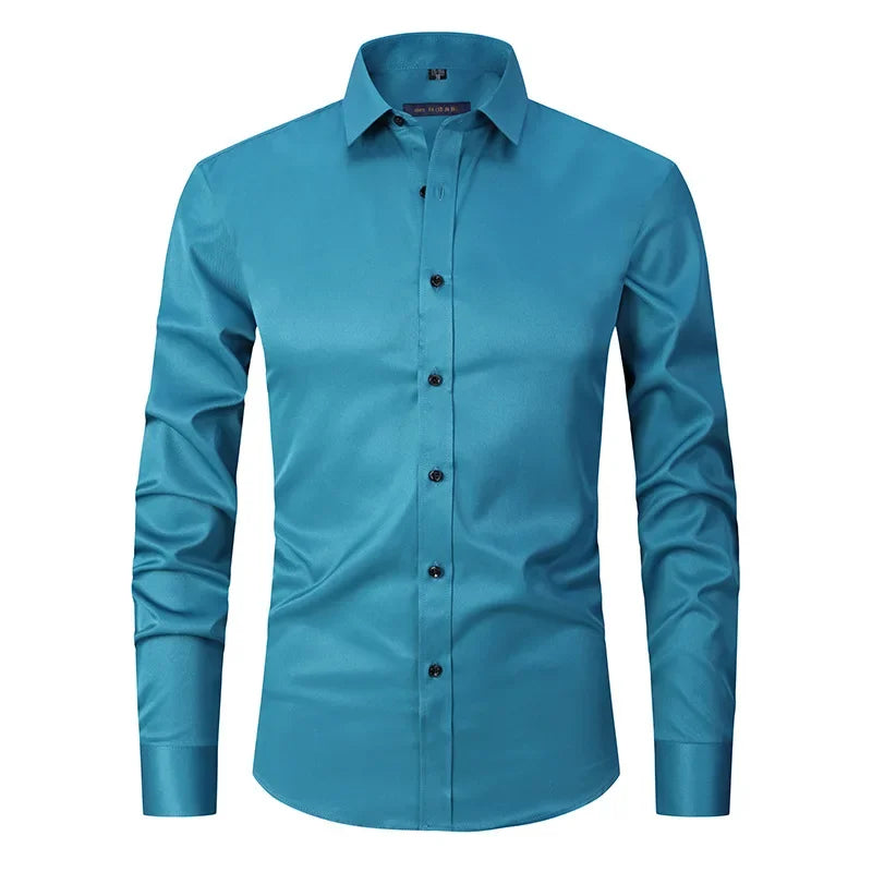 Spring Men's Social Shirt Slim Business Dress Shirts Male Long Sleeve Casual Formal Elegant Shirt Blouses Tops ManBrand Clothe