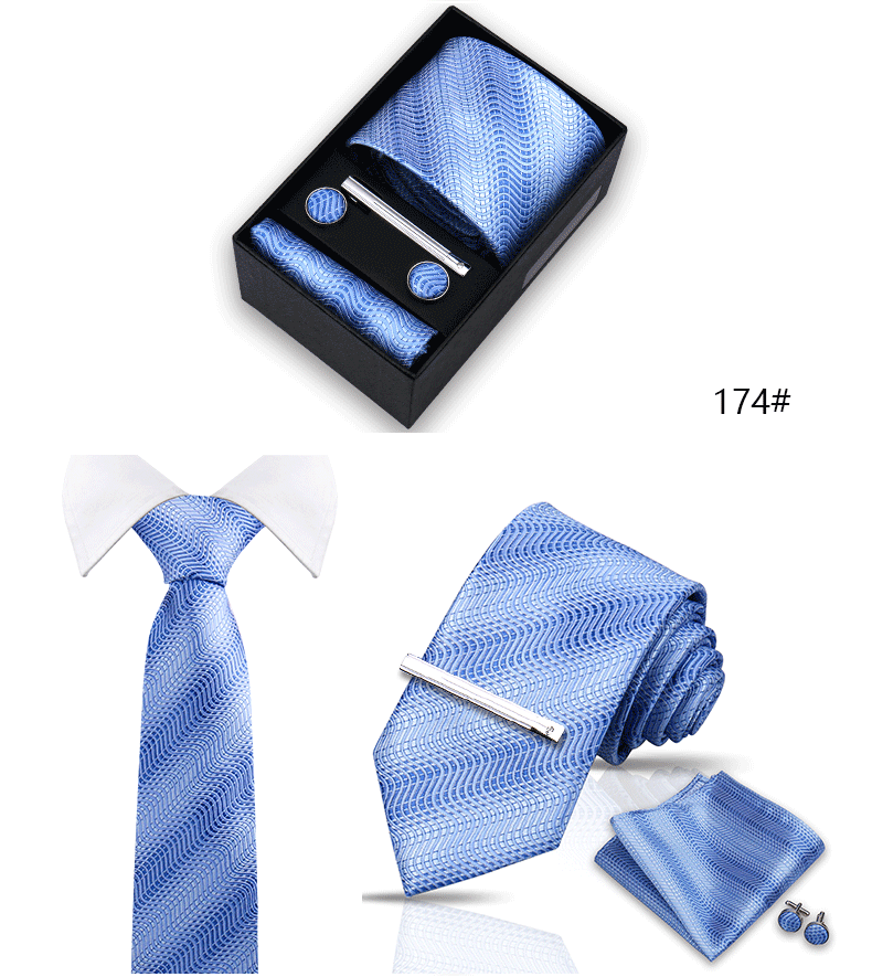 Tie Set For Men Silk Necktie Wedding Cufflinks Box Gift Tie Clip Men Pocket Square Necktie Luxury Business Gravatas