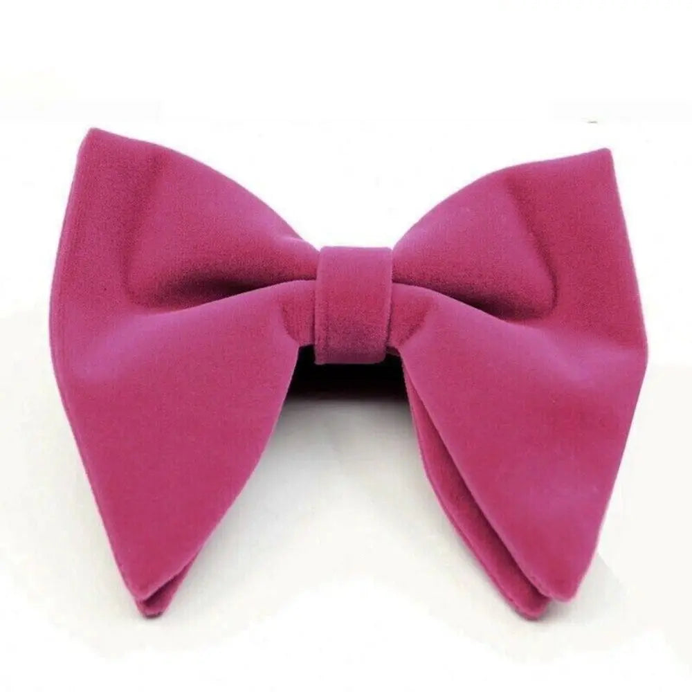 Mens Oversized Bow Tie Solid Velvet Bowtie Wedding Party Tuxedo Adjustable Necktie Big Bow Tie