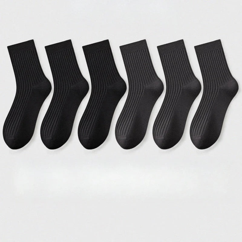 3pairs Men's Cotton Socks Casual Breathable Men's Solid Color Black High-Quality Socks Office Business Sok