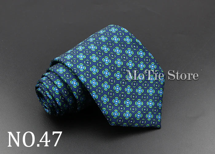 Men's Fashion Silk Tie 7.5cm Soft Novelty Necktie Blue Green Orange Color Ties For Men Dot Floral Bowtie Wedding Business Gift