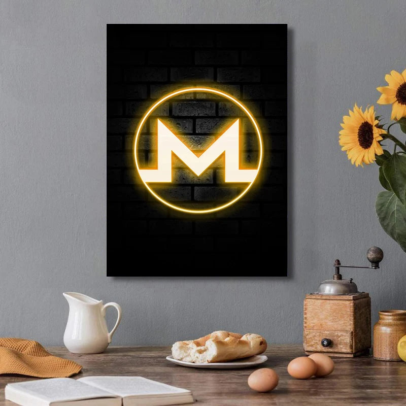 Bitcoin and Ethereum ETH BTC Neon Crypto Market Office Wall Art Pop Posters Prints Canvas Painting Room Home Decor