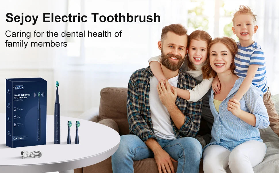 SEJOY Oral Cleaning Personal Sonic Electric Toothbrush Care Appliances IPX7 5 Modes Smart Rechargeable Automatic Toothbrush