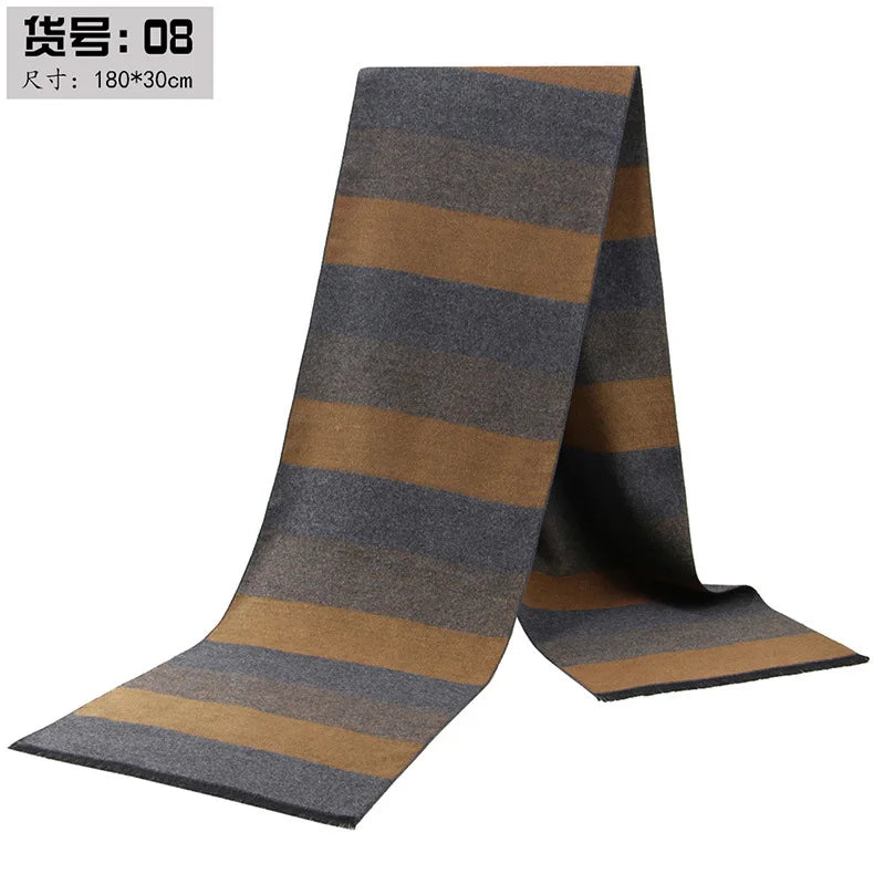 Classic Plaid Men Scarfs Winter Warm Cashmere Soft Scarf For Men Casual Business Neckerchief Black Gray Silk Scarves 30*180cm