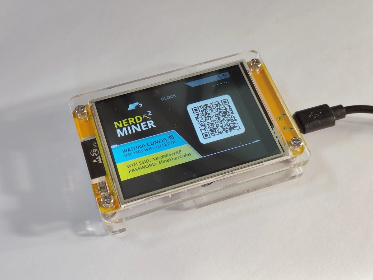 NerdMiner V2 Hashrate, Smart Display, Crypto Solo, Lottery, Nerd Miner, Bitcoin Miner ESP32-2432S028R, 49 k/S, 2.8 inch