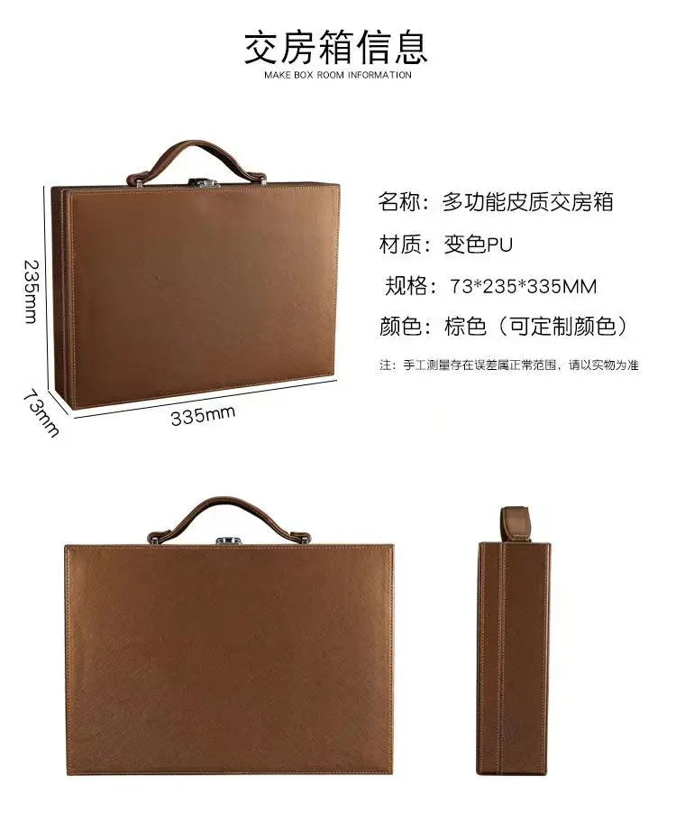 Men's Women's handbags Room Delivery Box Toolbox Information Storage Bag Suitcase Key Leather Business File Box