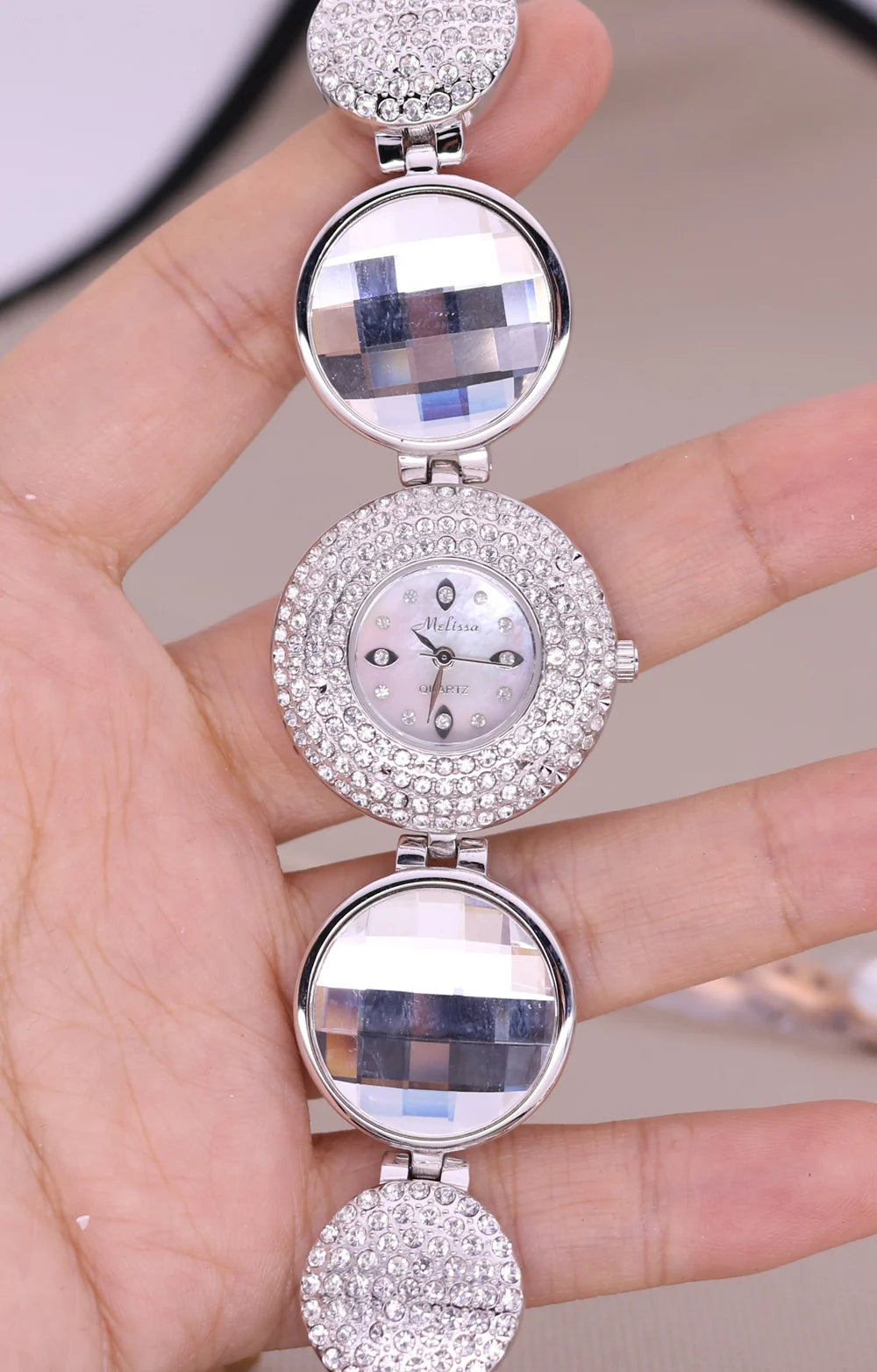 SALE!!! Discount Melissa Crystal Rhinestones Lady Women's Watch Japan Mov't Fashion Hours Ceramic Bracelet Girl's Gift Box