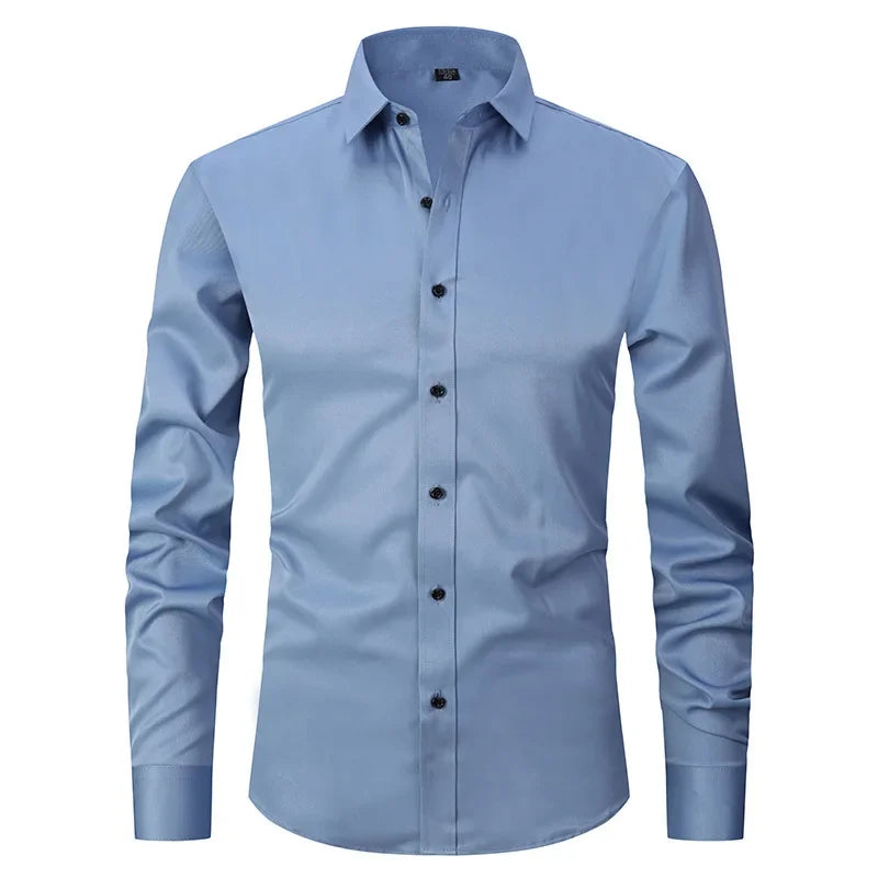 Spring Men's Social Shirt Slim Business Dress Shirts Male Long Sleeve Casual Formal Elegant Shirt Blouses Tops ManBrand Clothe