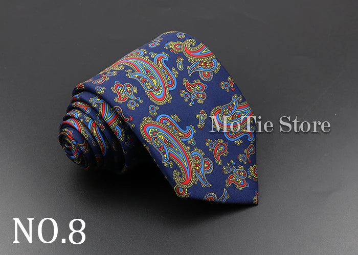 Men's Fashion Silk Tie 7.5cm Soft Novelty Necktie Blue Green Orange Color Ties For Men Dot Floral Bowtie Wedding Business Gift