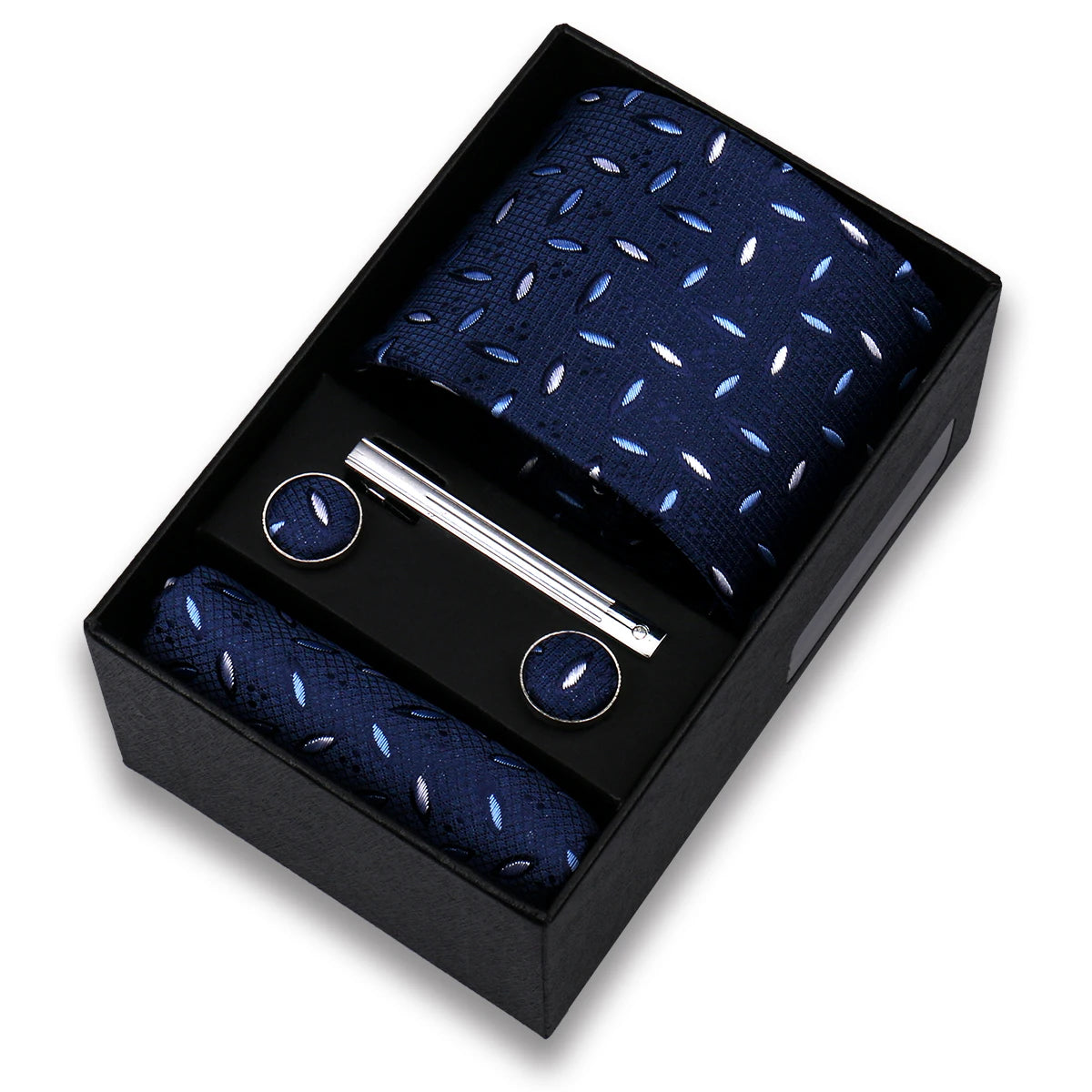 Tie Set For Men Silk Necktie Wedding Cufflinks Box Gift Tie Clip Men Pocket Square Necktie Luxury Business Gravatas