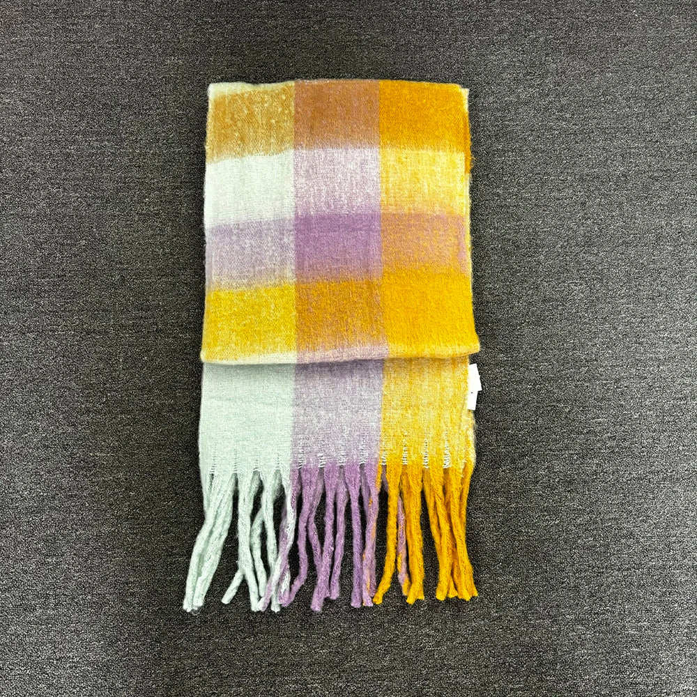 Winter Fashion Brand Plaid Scarf Women Warm Pashmina Female Scarves Wraps Bufanda Tassels Shawl Long Rainbow Hairy Luxury Brand