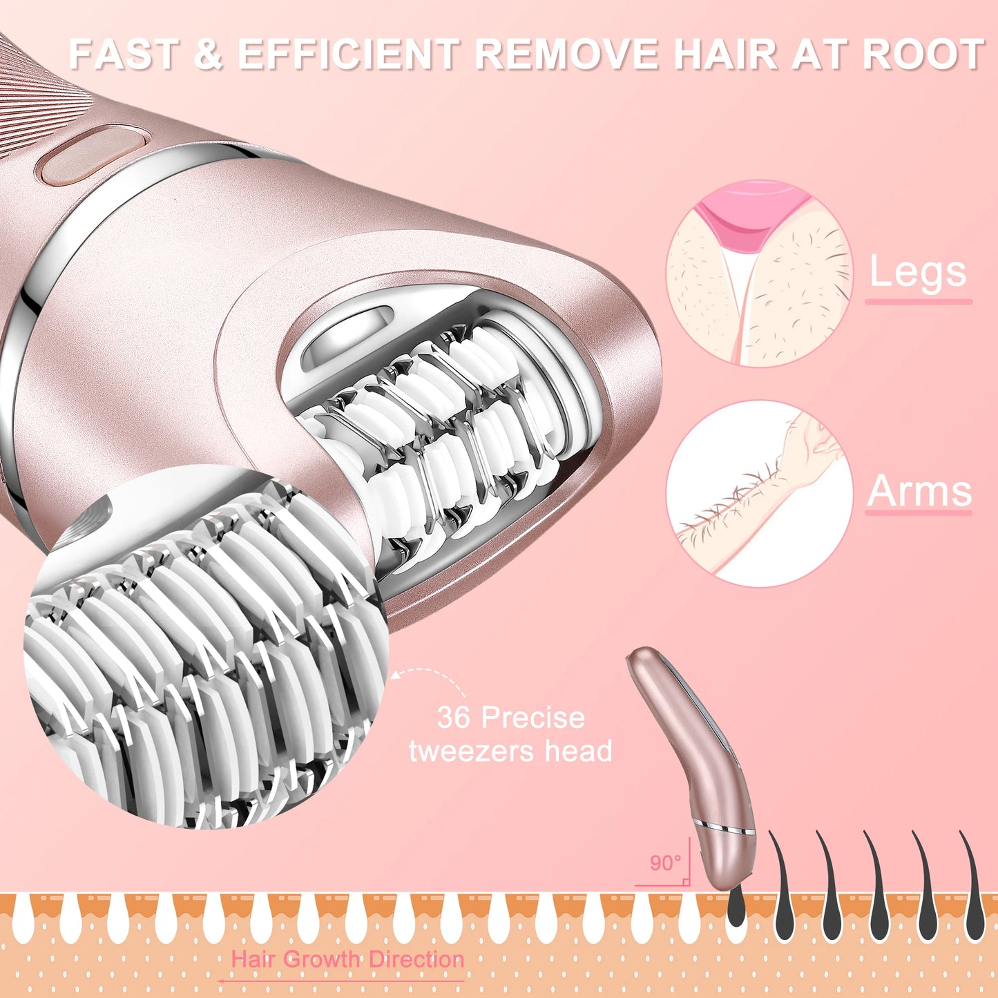 Hatteker Electric Epilator Hair Removal for Women 3 in 1 Shaver for Legs Arms Underarms Bikini Public Hair Wet Dry Razor