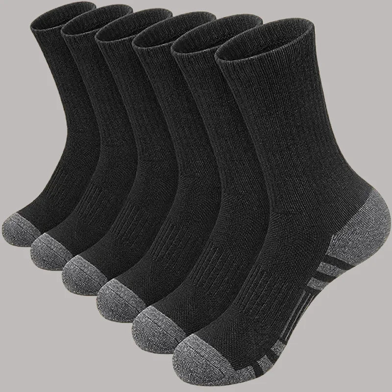 6 Pairs 2024 New Top Quality Men's Outdoor Socks High Long Tube Socks Breathable Soft Ground-Gripping White Black Football Socks