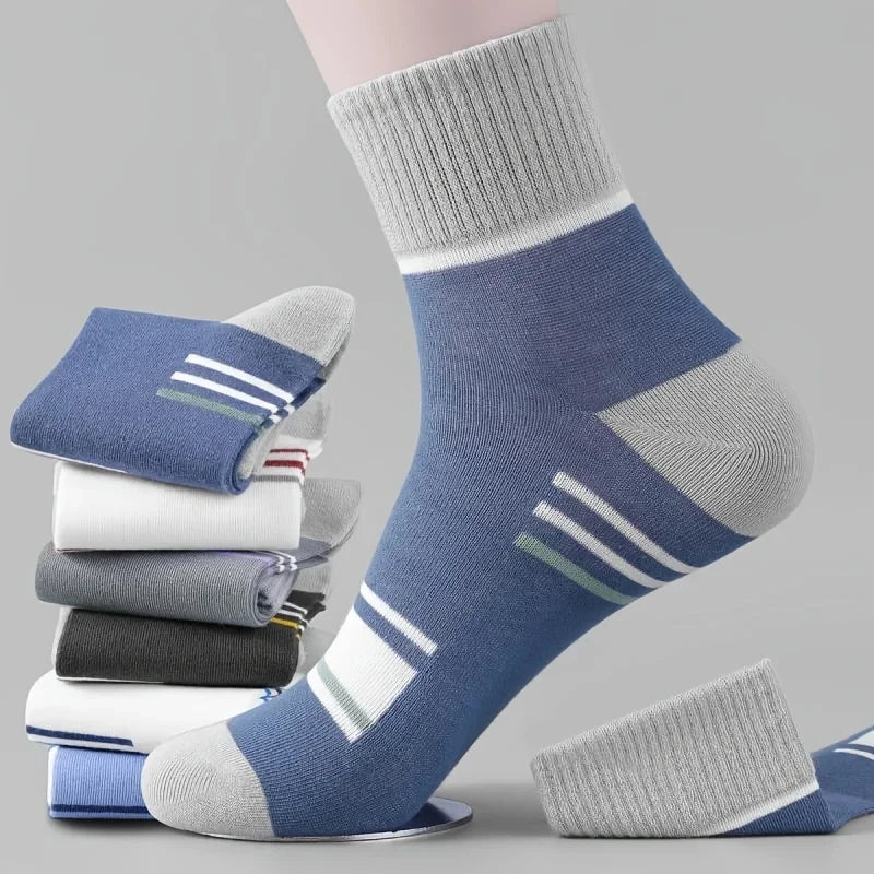 5 Pairs Of Men's Socks, Autumn And Winter Vintage Fun Fashion Athletic Socks, Sports Trend Socks