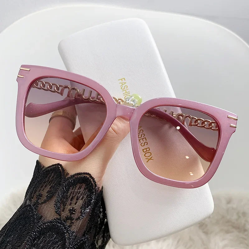 New Women Sunglasses High End Street Photography Modern Trendy T-Shaped Large Frame Pilot Sun Glasses Hip Hop Bouncy Sun Glasses