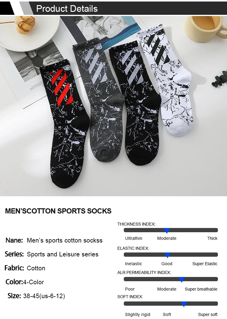 5 Pairs Men's High Rubber Band Waist Couple Mid Tube Sports Solid Socks Spring/Summer Basketball Socks Four Seasons street sock