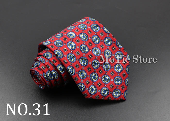 Men's Fashion Silk Tie 7.5cm Soft Novelty Necktie Blue Green Orange Color Ties For Men Dot Floral Bowtie Wedding Business Gift