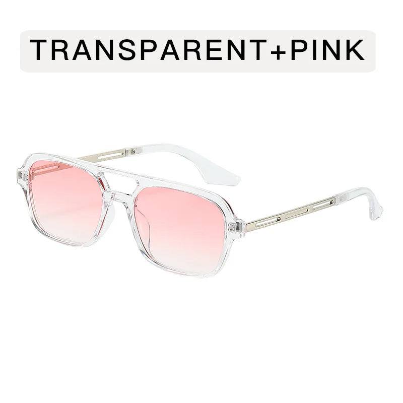 Small Square Frame Double Beam Sunglasses Men And Women Pilot Retro Sunglasses Classic Sunglasses