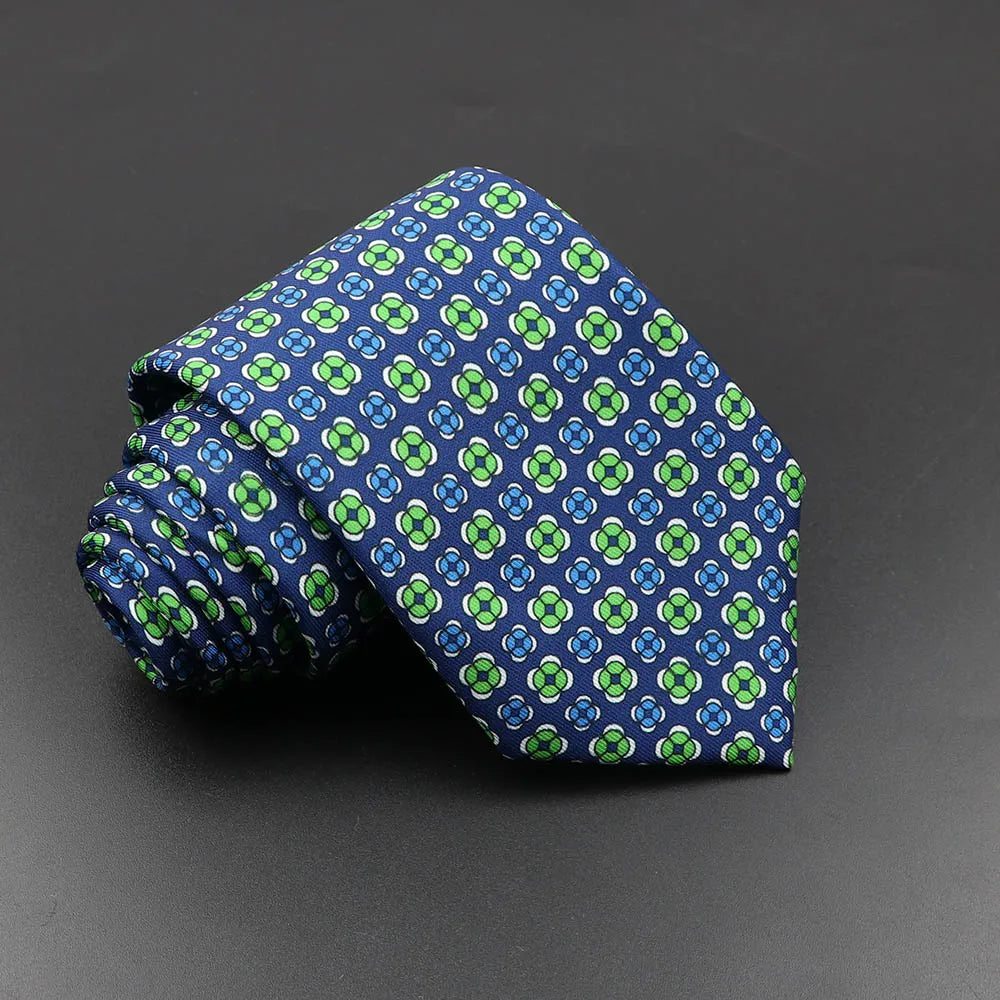 Men's Fashion Silk Tie 7.5cm Soft Novelty Necktie Blue Green Orange Color Ties For Men Dot Floral Bowtie Wedding Business Gift