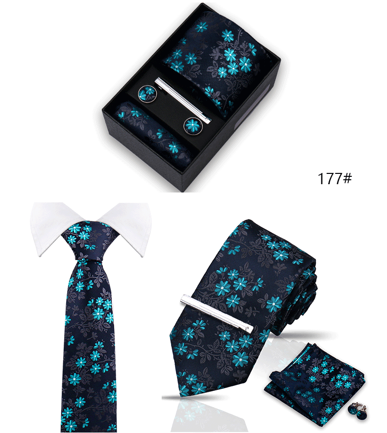 Tie Set For Men Silk Necktie Wedding Cufflinks Box Gift Tie Clip Men Pocket Square Necktie Luxury Business Gravatas