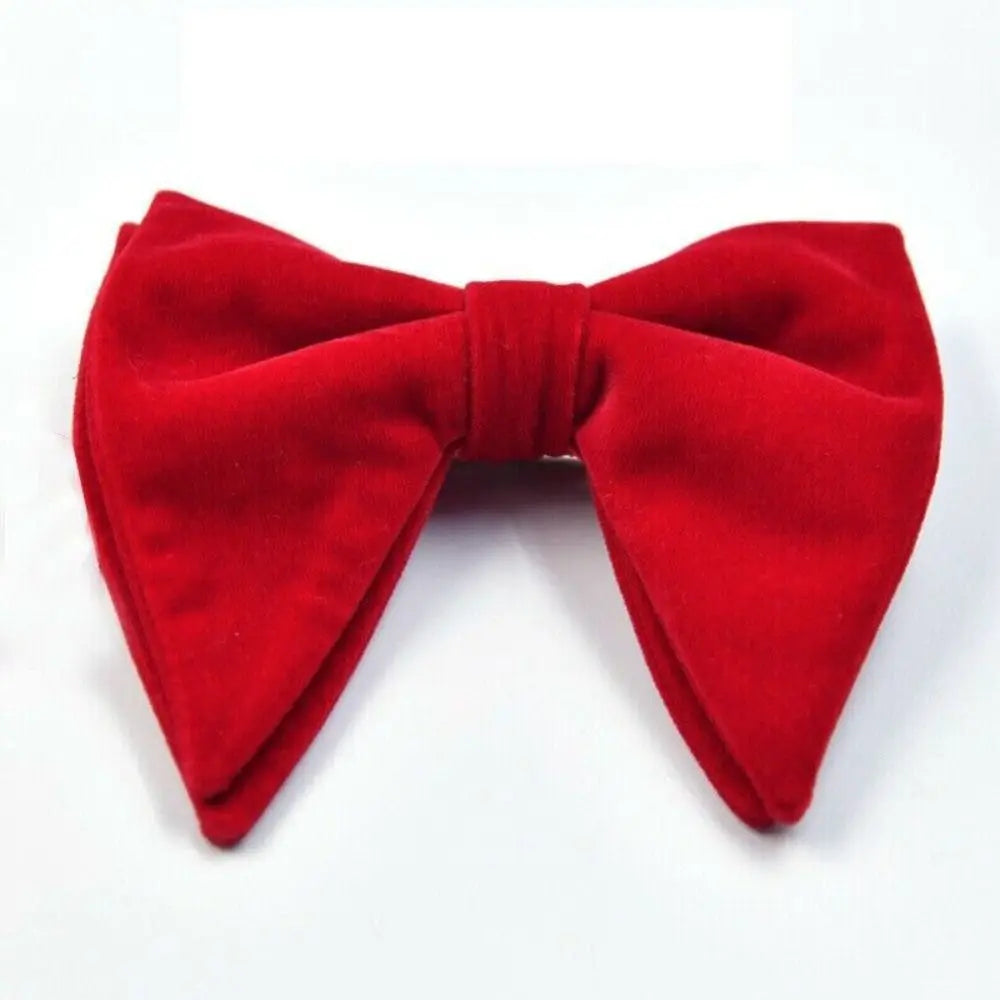 Mens Oversized Bow Tie Solid Velvet Bowtie Wedding Party Tuxedo Adjustable Necktie Big Bow Tie